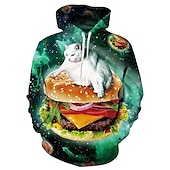 abordables Sweats à capuche pour hommes-Homme Graphic Chat Sweat à capuche Sweats à Capuche Sweat-shirt Sweat à capuche Sweat à capuche Capuche basique 3D effet du quotidien Fin de semaine Vert Designer