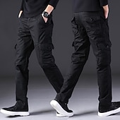 abordables Pantalons Cargo-Homme Pantalons Cargo Pantalons de randonnée Pantalons de Travail Militaire Printemps Automne Extérieur Coupe Ample Ripstop Multi-poches Doux Évacuation de la transpiration Pantalons Bas Noir Vert