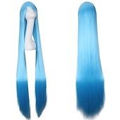 baratos Perucas de festa-Peruca de Cosplay Peruca Sintética Reta Natural com Franja Peruca Longa Preta  Loiro A1 A2 A3 A4 A5 Cabelo Sintético de 60 polegadas Peruca Criativa de Anime Feminina Laranja Preta  Loiro Perucas de