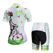 Χαμηλού Κόστους Γυναικεία σετ ρούχων-Γυναικεία Φανέλα και σορτς ποδηλασίας Κοντομάνικο Ποδηλασία Βουνού Ποδηλασία Δρόμου Καλοκαίρι Άνοιξη Θαλασσί Κίτρινο Ανθισμένο Ροζ Με Μοτίβο Άνθινο / Βοτανικό Λουλούδι Αστείος Ποδήλατο