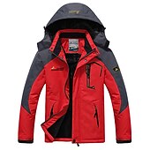 preiswerte Sportjacke-Herren Hoodie-Jacke Wanderjacke Skijacke Winter Draussen Winter Draussen Volltonfarbe warm halten Wasserdicht Windundurchlässig Fleece-Futter Oberbekleidung Windjacken Mantel Campen und Wandern Jagd