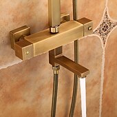 economico Docce da giardino-rubinetto doccia, set doccia set doccetta inclusa doccia a pioggia estraibile/rubinetti miscelatori doccia vasca da bagno con valvola in ceramica tradizionale in ottone