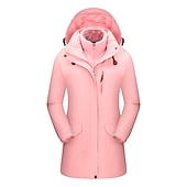 baratos Casacos Leves, Polares &amp; Caminhada-Mulheres Casaco com capuz Jaquetas 3-em-1 Jaqueta de Esqui Inverno Ao ar livre Térmico / Quente Prova-de-Água A Prova de Vento Respirável Casacos Anoraques Trench Coat Esqui Acampar e Caminhar Pesca