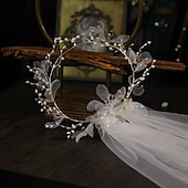 baratos Véus de Noiva-Véu de Casamento de Uma Camada Estilo Flor  Floral Véus de Ombro com Pendente  Tulle Sólido  Clássico para Impressionar