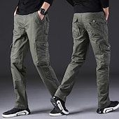 abordables Pantalons Cargo-Homme Pantalons Cargo Pantalons de randonnée Pantalons de Travail Militaire Printemps Automne Extérieur Coupe Ample Ripstop Multi-poches Doux Évacuation de la transpiration Pantalons Bas Noir Vert