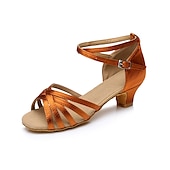 halpa Lattarikengät-naisten siniset satiiniset latinalaiset tanssikengät – avokärkiset matalakorkoiset tanssisandaalit nilkkahihnalla harjoitteluun ja esiintymiseen