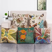 billiga blom- och växtstil-1 uppsättning 5 st kuddöverdrag modern olja paitng stil blad dekorativa kuddkudde för rumsdekor utomhus / inomhus kudde för soffa soffa stol