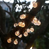 billige Soldrevet-elegant bryllupsfestmottakelse 6,5m 30led solcellelys - boblelampe med krystallkule, 8 funksjoner, vanntette utendørs eventyrlys for hage, plendekorasjon