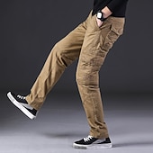 abordables Pantalons Cargo-Homme Pantalons Cargo Pantalons de randonnée Pantalons de Travail Militaire Printemps Automne Extérieur Coupe Ample Ripstop Multi-poches Doux Évacuation de la transpiration Pantalons Bas Noir Vert