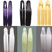 cheap Party Wigs-Cosplay  Wig Cosplay Wig Natural Straight With Bangs Wig Black / Blonde Long A1 A2 A4 A7 A8 Synthetic Hair 58 inch Women&#039;s Cosplay Creative Party White Black / Blonde Carnival Wigs