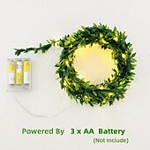 cheap Battery String Lights-Elegant Wedding Reception Party 5M 50LEDs Green Leaves Garland LED String Lights 2pcs 1pc Battery Operated Fairy Lights for Wedding Christmas Banquet Garden Holiday Indoor Decoration