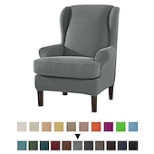 abordables Cubierta de sillón y silla sin brazo-Funda de sillón con respaldo alto, funda de sillón elástica, funda de sofá con funda de cojín en T, color liso, burdeos, rojo, suave y duradera