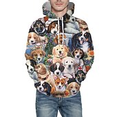 baratos Moletons masculinos com capuz-Homens Gráfico Animal Moletom Moletons Moletom Manga Longa Moletom com capuz Com Capuz Básico Impressão 3D Diário Preto Branco Designer