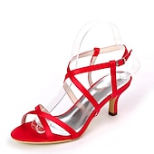 ieftine Formal-pantofi de nuntă pentru mireasă domnișoară de onoare femei peep toe alb fildeș albastru argintiu auriu negru sandale din satin cu toc mic petrecere de nuntă ziua îndrăgostiților minimalism moda