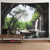 cheap Forest Tapestry-Mistry Forest Hanging Tapestry Magical Nature Green Tree Rainforest Landscape Wall Art Large Tapestry Mural Decor Photograph Backdrop Blanket Curtain Home Bedroom Living Room Decoration