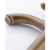 cheap Classical-Brass Bathroom Sink Faucet,Waterfall Antique Brass Widespread Water Flow Single Handle One Hole Bath Taps with Hot and Cold Switch