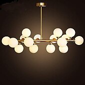 cheap Globe Design-16 Bulbs 90cm(35.4&quot;) LED Gold Pendant Light Metal Glass Sputnik Electroplated 3.9&quot; Lampshades Molecular Nordic Chandelier for Home Bedroom Kitchen