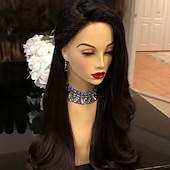 cheap Synthetic Trendy Wigs-Black Wigs For Women Synthetic Wig Body Wave Middle Part Wig Long Very Long Black Synthetic Hair 26 Inch Women&#039;s Middle Part Party Fluffy Black
