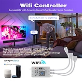 זול בקרת WiFi ומוזיקה-32.8ft 10 m led רצועות אור led wifi אלחוטי rgb tiktok אורות led חכם עמיד למים 5050 עם 24 מקשים שלט רחוק אורות קלטת גמישים מתאים alexagoogle הבית ומתאם 12 v