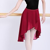 お買い得  バレエダンスウェア-通気性のあるバレエスカート メタリックバックル シャーリング ソリッド 女性用 トレーニングパフォーマンス 高ポリエステル