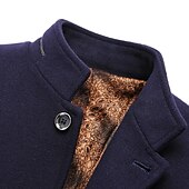 cheap Men&#039;s Trench Coat-Men&#039;s Winter Coat Wool Coat Overcoat Blazer Short Coat Office Work Fall &amp; Winter Wool Windproof Warm Outerwear Clothing Apparel Basic Chic &amp; Modern Solid Colored Stand Collar