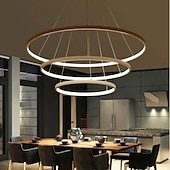cheap Circle Design-3-Light LED Pendant Light 80/60/40cm Circle Matte Brushed Design Gold Aluminum Painted Finishes Modern Dining Living Room Lights ONLY DIMMABLE WITH REMOTE CONTROL