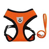 お買い得  犬用首輪＆ハーネス＆リード-犬用　ペット用　ハーネス　ベスト　調整可能　高通気性　反射ストラップ付き　安全　快適　小型犬用　ドッグトレーニング用  無地　選べる7色