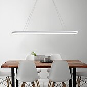 economico Luci Isola cucina-Lampadario a sospensione ovale a led 69cm moderno semplice in alluminio appeso a isola illuminazione 36w per sala da pranzo ristorante conferenza bar caffetteria lampadario