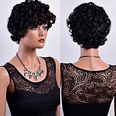 economico Parrucche di altissima qualità-parrucche nere per le donne breve ombre marrone nero capelli ricci parrucche per le donne nere parrucche sintetiche corte per le donne nere parrucche delle donne afroamericane