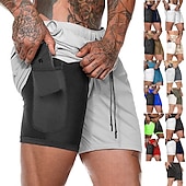 cheap Mens Active Shorts-Men&#039;s Sports Outdoor Athletic Breathable Quick Dry Moisture Wicking 2 in 1 with Phone Pocket Liner Solid Colored Activewear Dark Grey Black Stretchy