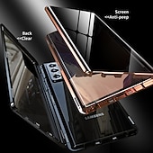 رخيصةأون جراب سامسونج-هاتف غطاء من أجل سامسونج جالاكسي ق 25 S24 S23 S22 S21 Ultra Plus حالة الامتزاز المغناطيسي حماية كاملة للجسم مكافحة زقزقة ضد الصدمات شفاف زجاج مقسى للخصوصية