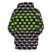 baratos Padrão 3D-Homens Geométrica 3D Moletom Moletons Designer Básico Manga Longa Com Capuz Vermelho Azul Outono Designer