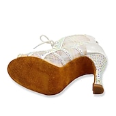 abordables Bottines de danse-Chaussures de danse latine à lacets et strass pour femmes – Sandales à talons hauts pailletés pour salsa, soirées et compétitions