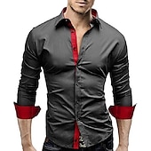 Homens camisa de verão Saia camisa de colarinho camisa de botão Tecido Casamento Trabalho Preto e Branco Safira Azul marinho Preto vermelho Manga Longa Colarinho Roupa baratos camisa de botão masculina-Homens camisa de verão Saia camisa de colarinho camisa de botão Tecido Casamento Trabalho Preto e Branco Safira Azul marinho Preto vermelho Manga Longa Colarinho Roupa