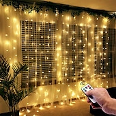 cheap USB String Lights-LED Curtain String Lights Flash Fairy Garland 3x1 3x2 3x3M 300 LEDS USB Remote Control for New Year Christmas Outdoor Wedding Home Window Docoration