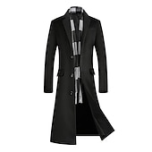 cheap Men&#039;s Trench Coat-Men&#039;s Winter Coat Wool Coat Overcoat Outdoor Work Fall &amp; Winter Wool Outerwear Clothing Apparel Basic Solid Colored Shirt Collar Single Breasted
