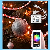 זול בקרת WiFi ומוזיקה-32.8ft 10 m led רצועות אור led wifi אלחוטי rgb tiktok אורות led חכם עמיד למים 5050 עם 24 מקשים שלט רחוק אורות קלטת גמישים מתאים alexagoogle הבית ומתאם 12 v