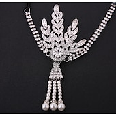 levne Diadémy a Koruna-art deco 1920s podzimní svatba flapper velký gatsby listová svatební tiara perlový hlavový doplněk čelenka zlaté šaty které ohromí