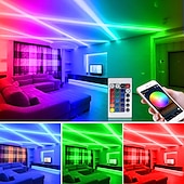رخيصةأون تحكم عن بعد-شريط إضاءة LED مرن للتحكم في التطبيقات الذكية بطول 30 مترًا (3 × 10 مترًا) مقاوم للماء 5050 RGB SMD 300 LED تعمل مع مجموعة محول Alexa Google 12 فولت 4A