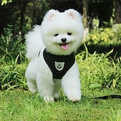 お買い得  犬用首輪＆ハーネス＆リード-犬用　ペット用　ハーネス　ベスト　調整可能　高通気性　反射ストラップ付き　安全　快適　小型犬用　ドッグトレーニング用  無地　選べる7色