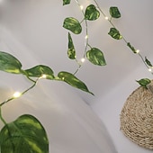 Недорогие Питание от батареек-элегантный свадебный прием вечеринка зеленые листья винограда плющ гирлянда огни наружное свадебное украшение 2.3м 30 светодиодов светодиодные гирлянды для патио сад семейная вечеринка свадебное