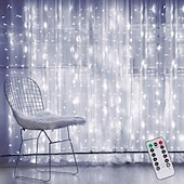 cheap USB String Lights-LED Window Curtain String Lights 3x3m Wedding Decoration 300 LEDs with 8 Lighting Modes Christmas Fairy Lights Home Décor Lights for Wedding Bedroom Party Garden Patio