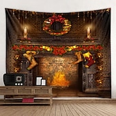 billige hengende juleteppe-julepynt julenissen juletre feriefest jul stor veggteppe kunst dekor foto bakgrunn bakteppe teppe hengende hjem soverom stue peis strømpe gave polyester