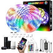 זול בקרת WiFi ומוזיקה-32.8ft 10 m led רצועות אור led wifi אלחוטי rgb tiktok אורות led חכם עמיד למים 5050 עם 24 מקשים שלט רחוק אורות קלטת גמישים מתאים alexagoogle הבית ומתאם 12 v