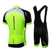 お買い得  男性用衣料品セット-男性用 ビブショーツ付きサイクリングジャージー 半袖 マウンテンサイクリング ロードバイク 秋 イエロー ライトグリーン レッド バイク スーツウェア 高通気性 速乾性 後ポケット ライクラ スポーツ パターン柄 衣類