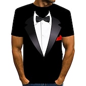 cheap 3D T shirts-Men&#039;s Graphic Tee Tuxedo Shirts Short Sleeve T shirt 3D Print Round Neck Shirt Exaggerated Basic Daily Black White Yellow Clothing Apparel Normal S M L XL XXL 3XL 4XL