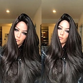 cheap Synthetic Trendy Wigs-Black Wigs For Women Synthetic Wig Body Wave Middle Part Wig Long Very Long Black Synthetic Hair 26 Inch Women&#039;s Middle Part Party Fluffy Black