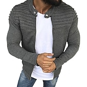 voordelige Casual Jassen-Voor heren Overgangsjack Vrijetijdsjas shacket Cardigan Alledaagse kleding Herfst Marine Rode Wijn Zwart Lichtgrijs Gewatteerd jack