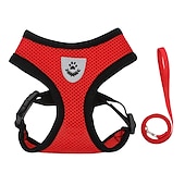 お買い得  犬用首輪＆ハーネス＆リード-犬用　ペット用　ハーネス　ベスト　調整可能　高通気性　反射ストラップ付き　安全　快適　小型犬用　ドッグトレーニング用  無地　選べる7色
