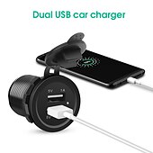 billige Billader-dobbel usb lader stikkontakt adapter vanntett bil hurtiglader strømuttak for bil / lastebil / motorsykkel båt rv